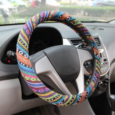 15inch/38cm Universal Car Steel Ring Wheel Cover Natural Fiber Wrap Colorful Non-slip