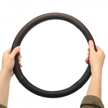 38CM Universal Anti-Slip Breathable Car Steering Wheel Cover PU Leather Vehicle