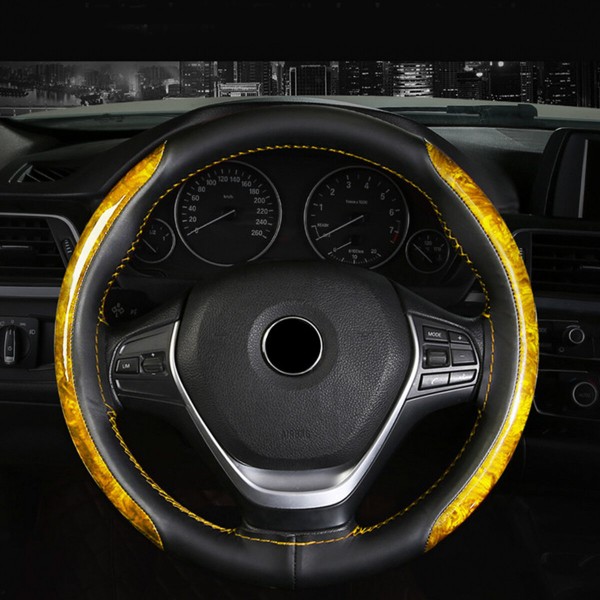 38cm Microfiber Leather Car Steering Wheel Case Cover Braiding With Needles Thread