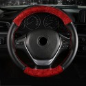38cm Universal Car Steering Wheel Cover Wooden Leather Braid With Needles Thread