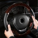 38cm Universal Car Steering Wheel Cover Wooden Leather Braid With Needles Thread
