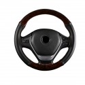 38cm Universal Car Steering Wheel Cover Wooden Leather Braid With Needles Thread