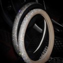 Universal 38cm Leather Car Steering Wheel Covers with Crystal Rhinestone for Women Girl Driver