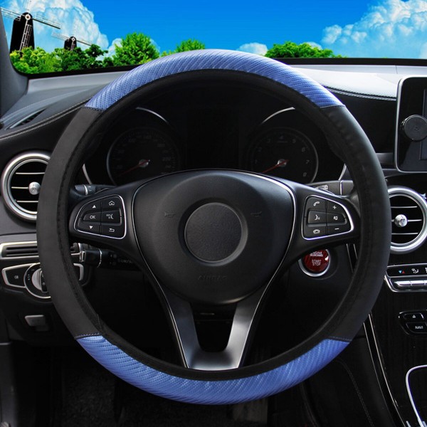 Universal Carbon Fiber PU Leather Car Steering Wheel Cover Protective