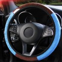 Wood Grain Leather Car Steering Wheel Cover Protective Cover Universal Non-slip