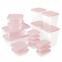 17Pcs Lunch Box Refrigerator Fresh Box Grain Storage Box Microwave Heating Sealed Box Pink/Green