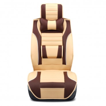 1Pcs Luxury Full Surround Front Rear PU Leather Car Seat Cover Cushion Headrest Pillow