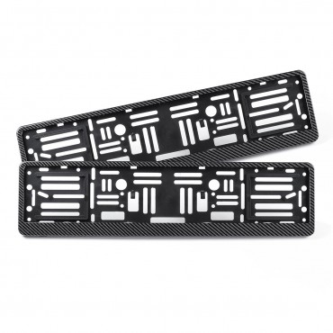 2PCS Car Licence Number Plate Carbon Fiber Color Euro Surround Holder Frame