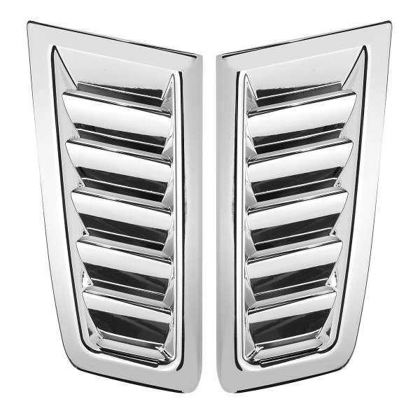 2Pcs Universal Car ABS Plastic RS Style Bonnet Vents Chrome Silver With Free Tape