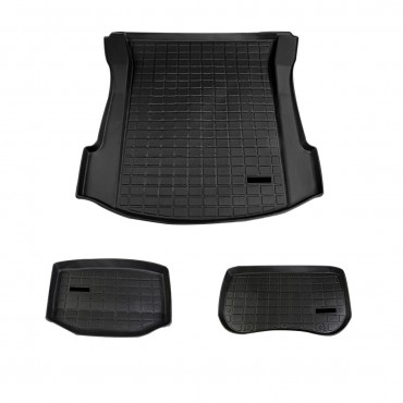 3pcs Black Car Trunk Mat Modified TPE Pad Front Rear Cargo Liner For Tesla model 3