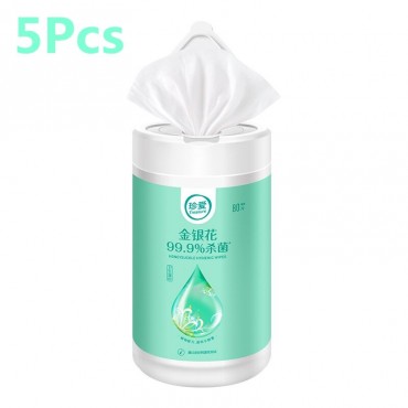 400Pcs 80pcs/Barrel Sterilization Wet Wipes Honeysuckle Antibacterial Hand Cleaning Sanitary Tissue Sterilized Cleaner