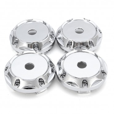 4PC 64mm ABS Silver Wheel Center Hub Caps Wheel Center Emblem