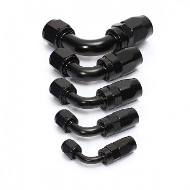 90 Degree Black Swivel Hose End Fitting Smooth Flow For AN Braided