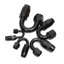 AN 180 Degree Car Swivel Hose End For Braided Nylon Black Aluminum