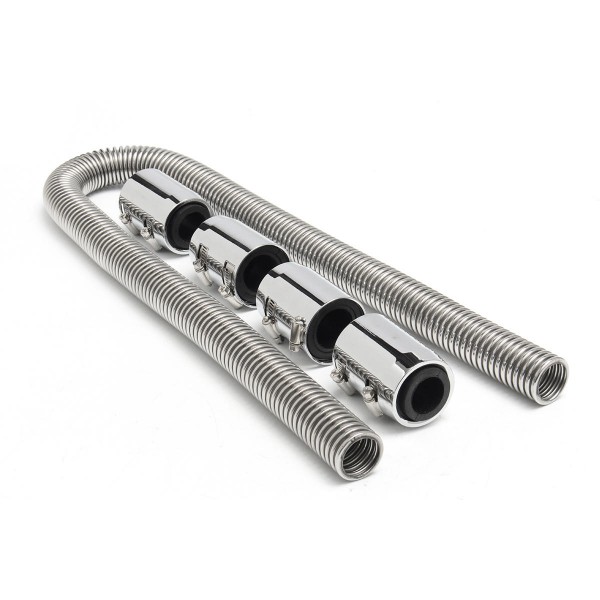 Car Off Road 48 Inch Silver Stainless Steel Radiator Coolant Water Hose & Cover Kit
