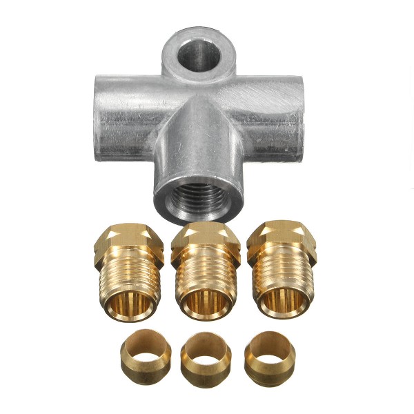 M10 3/16 Inch 10mm Distributor Brake Pipe T Piece Tee w/ 3 Male Nut Short Metric Copper
