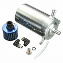 Universal 0.5L Car Oil Catch Tank Can Silver Aluminum Alloy With Breather Filter Round