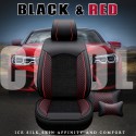 Universal Auto Car Covers Black Red 5 Seat Front & Rear Head Rests Full Set Protector