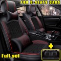 Universal Auto Car Covers Black Red 5 Seat Front & Rear Head Rests Full Set Protector