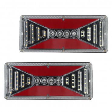 2PCS 24V LED Flowing Rear Tail Light Turn Signal Brake Reverse Lamp For Trailer Truck Lorry