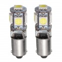 2PCS BAX9S H6W 5-SMD LED Side Marker Lights Tail Parking Interior Bulbs Canbus Error Free 12V 6000K White