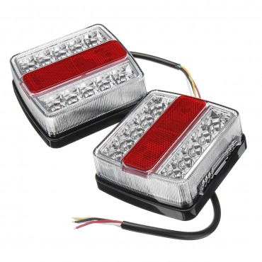 2Pcs Car 16LED Square Tail Turn Signal Lamp Brake Light Waterproof For Trailer Truck Boat