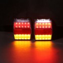 2Pcs Car 16LED Square Tail Turn Signal Lamp Brake Light Waterproof For Trailer Truck Boat