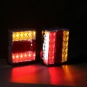 2Pcs Car 16LED Square Tail Turn Signal Lamp Brake Light Waterproof For Trailer Truck Boat