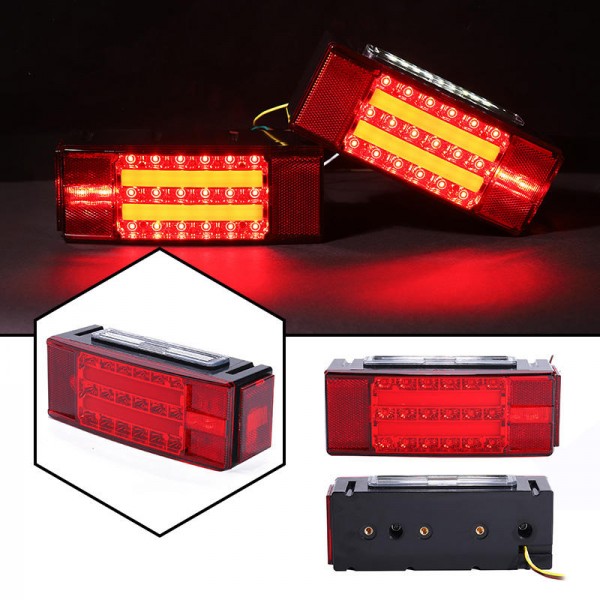 2Pcs Car LED Rectangle Stud Stop Brake Lamps Turn Tail Lights Waterproof for Truck Trailer Boat