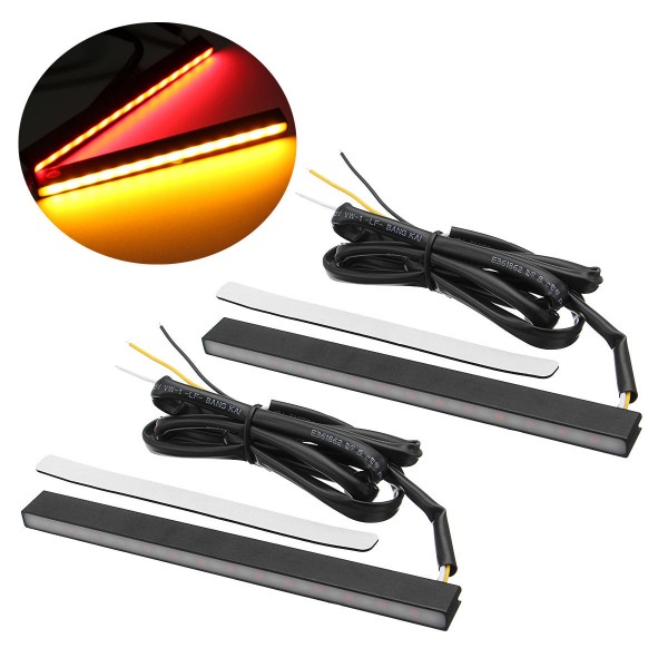 2pcs 12V 28LEDs Dual Color Car Brake Light Turn Signal Lamp for Trucks and Trailers