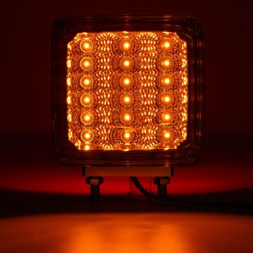 2pcs Car 39 LED Lights 12V Amber/Red Double Stud Mount Pedestal Cab Fender Dual Face Stop Turn Tail Signal Lamps