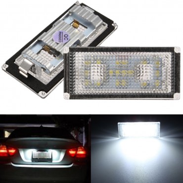 Pair 18 LED Number License Plate Light Lamp For BMW E66 7000K White Replacement