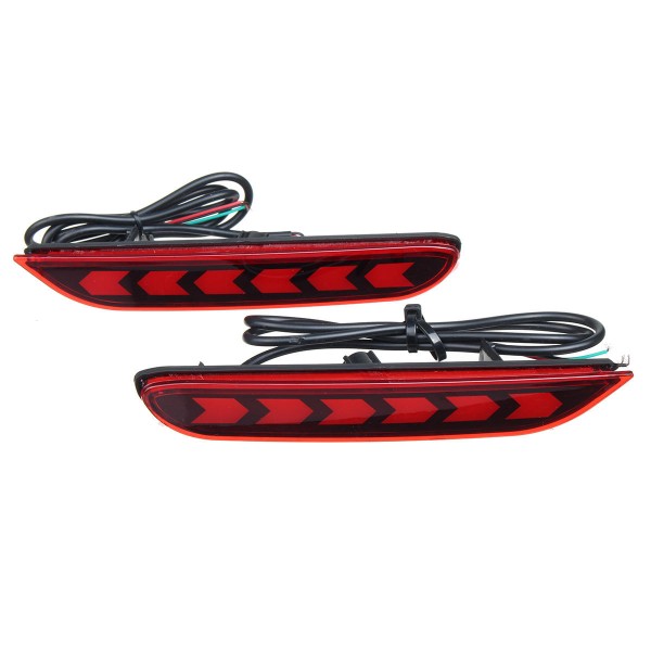 Pair LED Rear Bumper Reflector DRL Brake Lights Red Lens For Nissan Qashqai X-trail for Infiniti Q30 Q50 Q70 JX