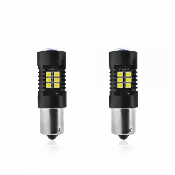 TXVSO8 1156 BA15S P21W 21SMD Car LED Light Bulb 5W Super Bright 6000K White Reverse Turn Signal Lamp 2Pcs