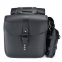 2pcs Left+Right Side Saddlebags With Quick Release Button Motorcycle PU Leather Saddle Bags With Kettle Bag Pannier Luggage Storage Tool Bag Black