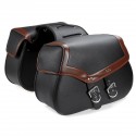 2pcs Motorcycle Saddlebags PU Leather Side Luggage Storage Bags Black Brown