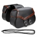 2pcs Motorcycle Saddlebags PU Leather Side Luggage Storage Bags Black Brown