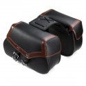 2pcs Motorcycle Saddlebags PU Leather Side Luggage Storage Bags Black Brown