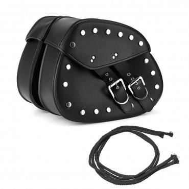 2pcs Universal Motorcycle PU Leather Saddlebags Side Storage Tool Bag For Harley