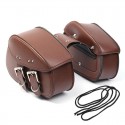 Brown Motorcycle PU Leather Saddlebags Swingarm Side Tool Bag For Harley