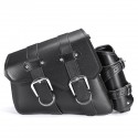 Left/Right Side Universal Motorcycle Saddlebags PU Leather Waterproof Black