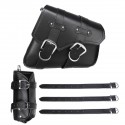 Left/Right Side Universal Motorcycle Saddlebags PU Leather Waterproof Black