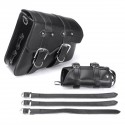 Left/Right Side Universal Motorcycle Saddlebags PU Leather Waterproof Black