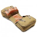 Motorcycle Bike Side Saddle Bag Canvas Luggage Khaki Bag