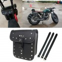 Motorcycle Bike Side Saddlebags Storage PU Leather Luggage Box Tool Bag Pouch Black