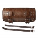 Motorcycle Fork Tool Bag Pouch Saddlebags PU Leather Luggage Roll Brown