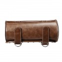 Motorcycle Fork Tool Bag Pouch Saddlebags PU Leather Luggage Roll Brown