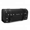 Motorcycle Front Fork Tool Bag Pouch Luggage SaddleBag Black Leather Universal For Touring