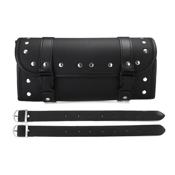 Motorcycle Front Fork Tool Bag Pouch Luggage SaddleBag Black Leather Universal For Touring