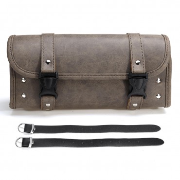 Motorcycle Front Rear Handlebar Fork Tool Bag Saddlebag Storage Luggage Matte Brown For Harley 31*13*13cm
